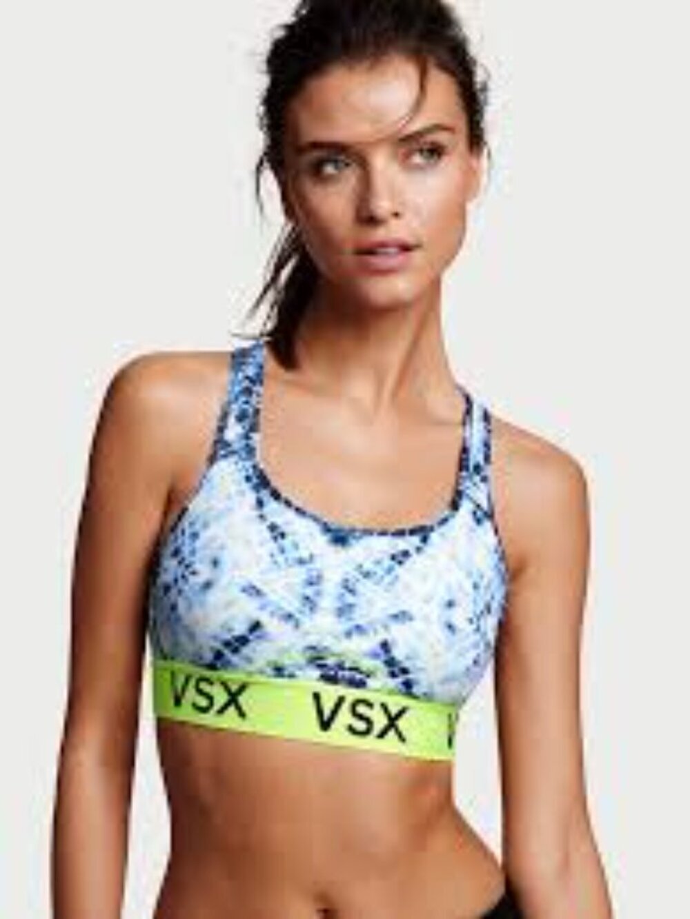 Victoria's Secret Sport Blue and White Tie Dye Racerback Sports Bra Sz M
